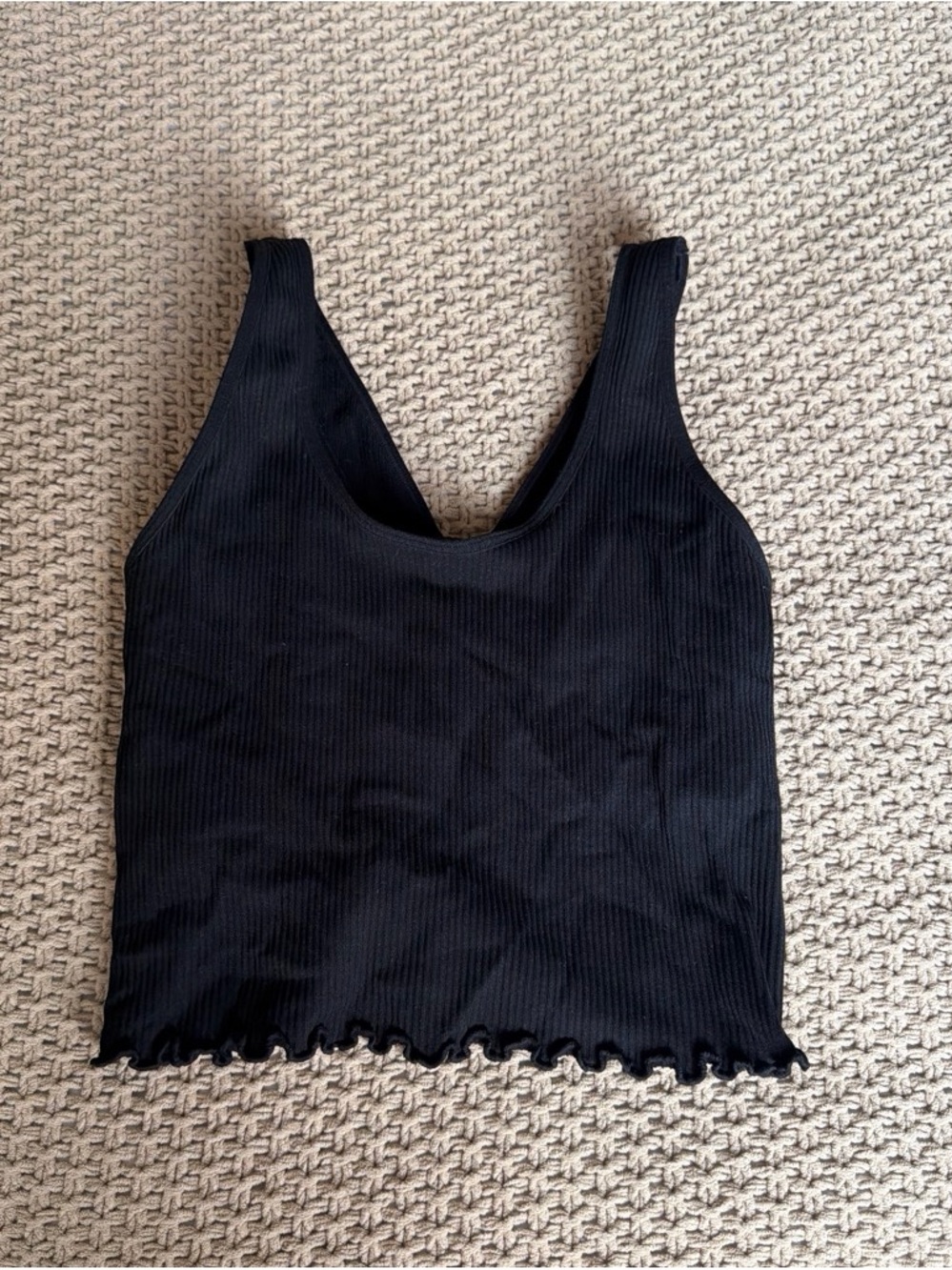 Black Lounge Tank w Ruffle Hem